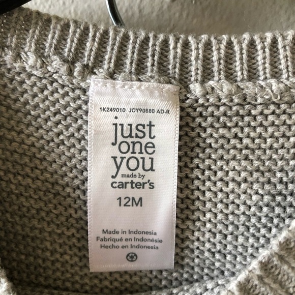 Carter’s Baby Gray Sheep Knit Sweater Set 12 M - Picture 7 of 9